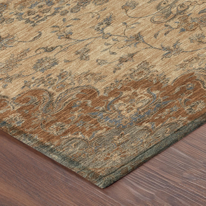 8' X 10' Copper And Orange Floral Medallion Washable Indoor Outdoor Area Rug Homeroots Outdoor