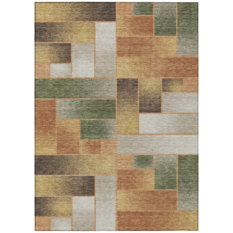 8' X 10' Copper And Orange Geometric Washable Indoor Outdoor Area Rug Homeroots Outdoor
