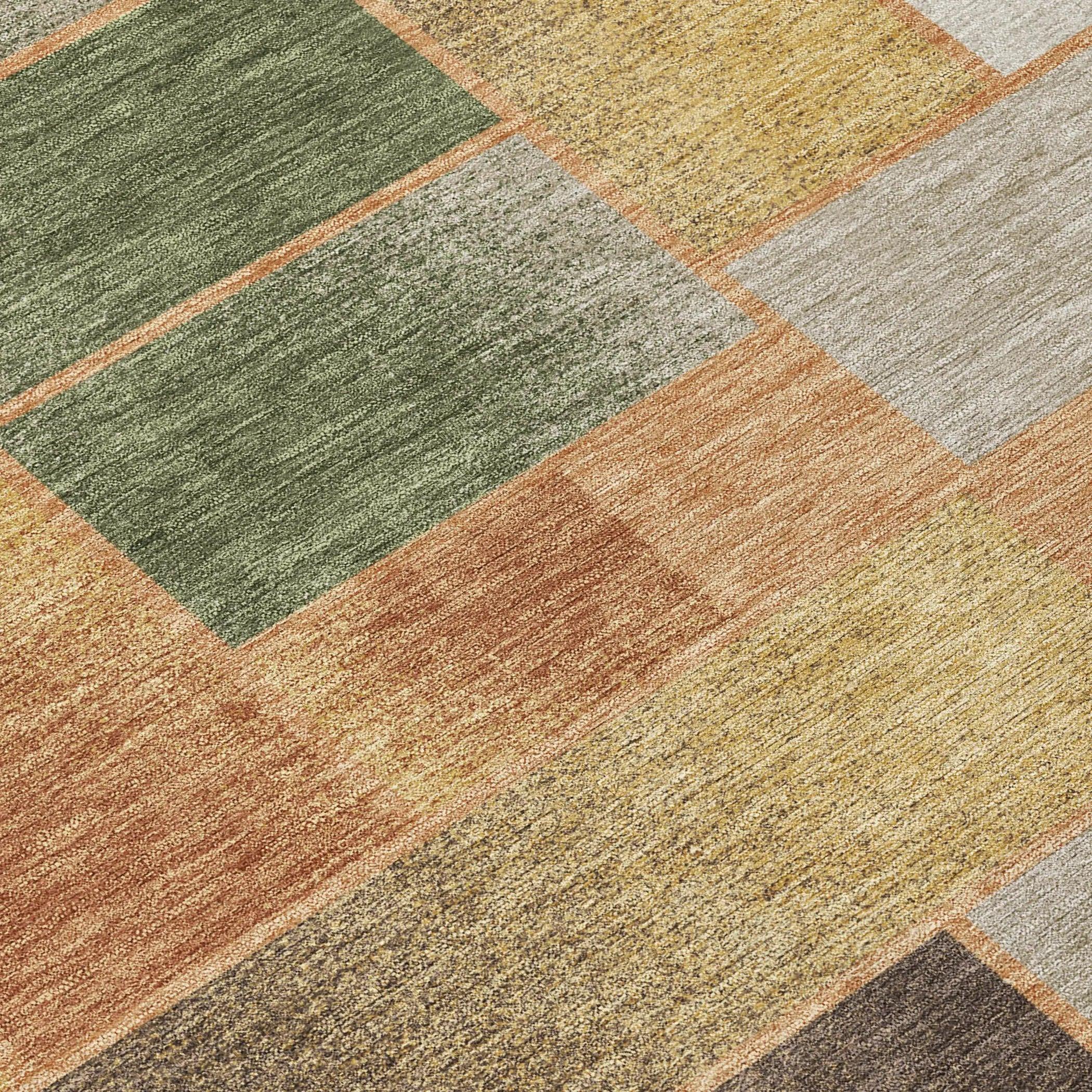 8' X 10' Copper And Orange Geometric Washable Indoor Outdoor Area Rug Homeroots Outdoor