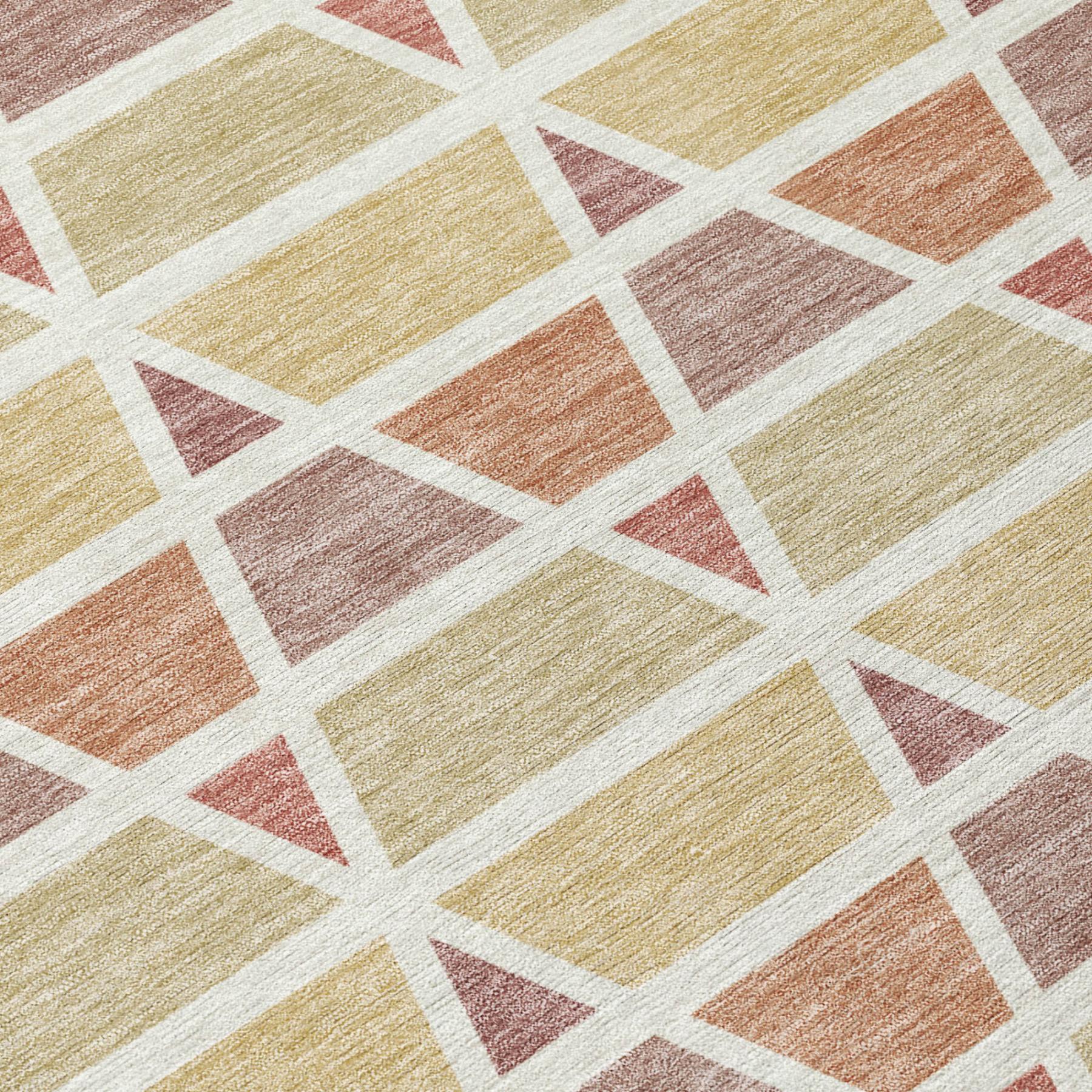 8' X 10' Copper And Orange Geometric Washable Indoor Outdoor Area Rug Homeroots Outdoor