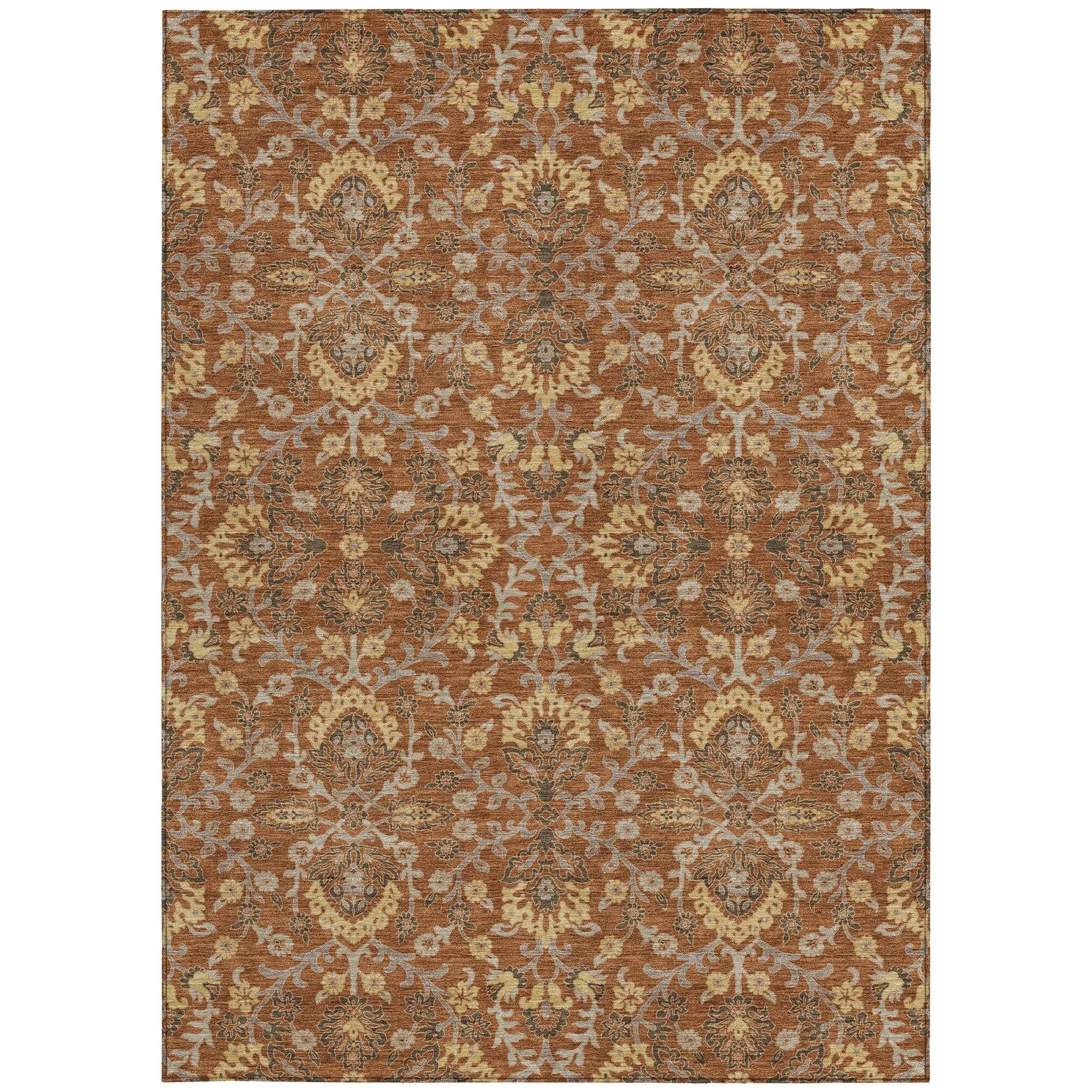 8' X 10' Copper And Orange Geometric Washable Indoor Outdoor Area Rug Homeroots Outdoor
