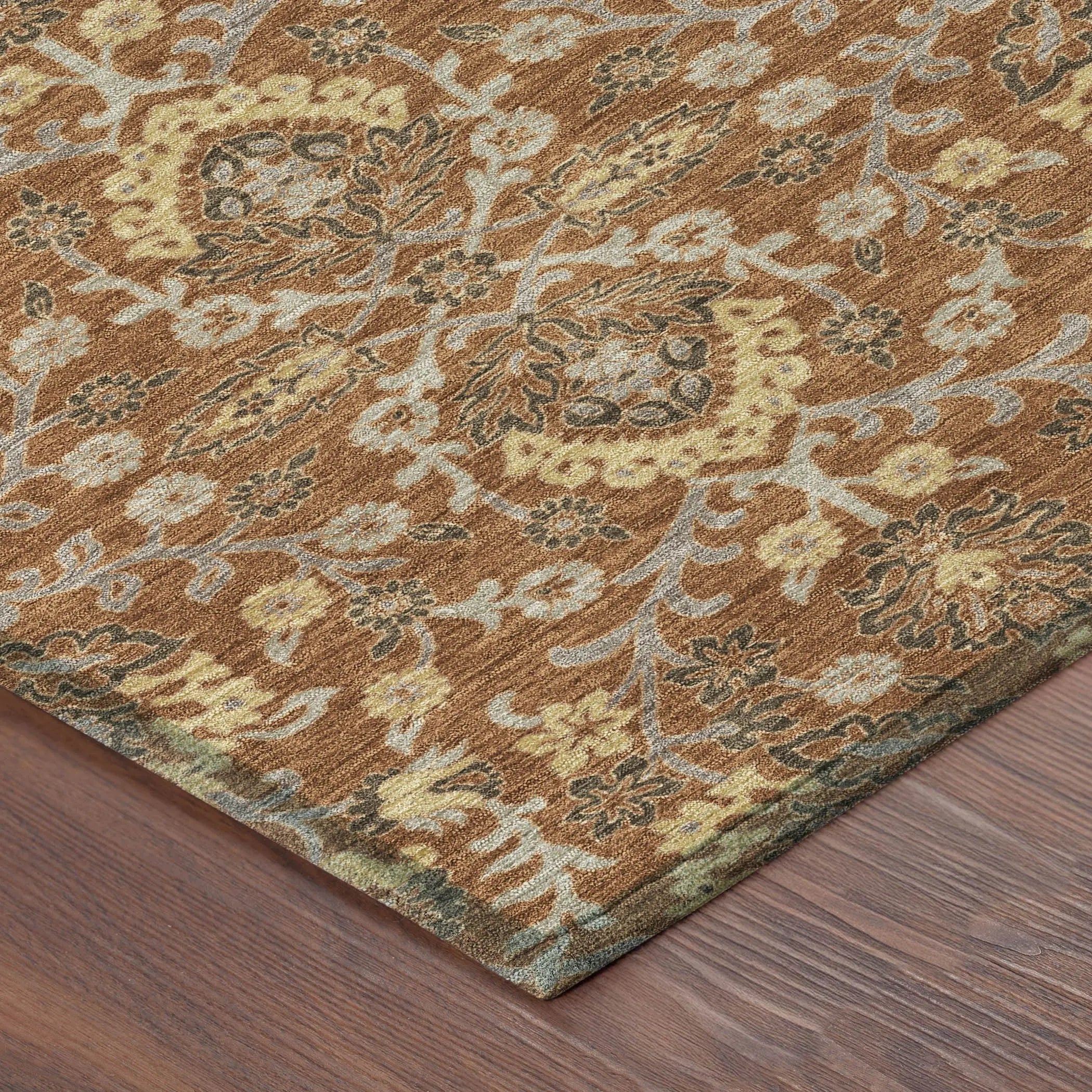 8' X 10' Copper And Orange Geometric Washable Indoor Outdoor Area Rug Homeroots Outdoor