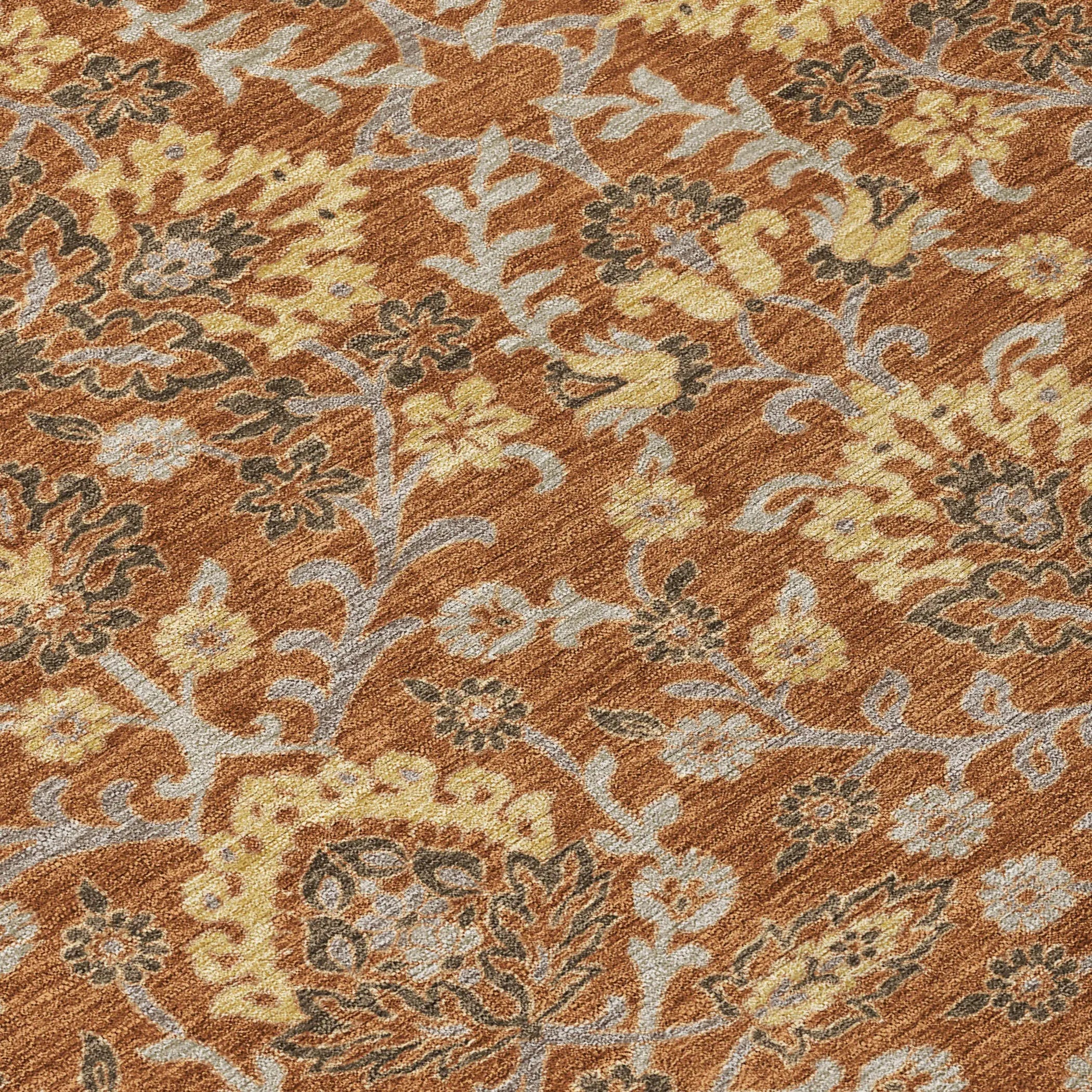8' X 10' Copper And Orange Geometric Washable Indoor Outdoor Area Rug Homeroots Outdoor