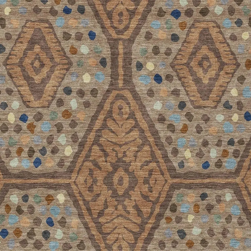8' X 10' Copper And Orange Tribal Washable Indoor Outdoor Area Rug Homeroots Outdoor