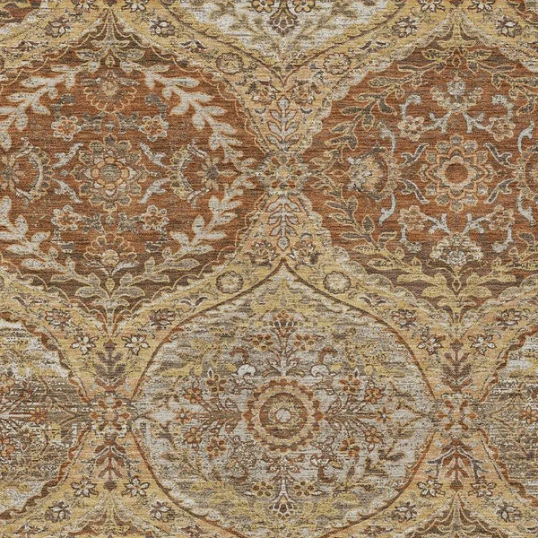 8' X 10' Copper And Pink Ogee Washable Indoor Outdoor Area Rug Homeroots Outdoor