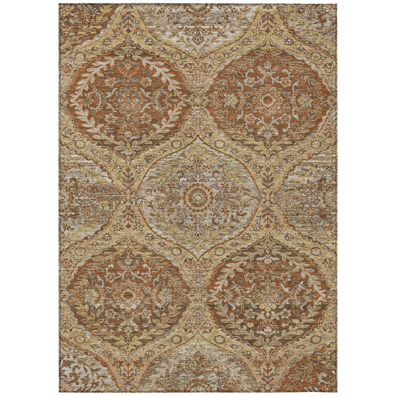 8' X 10' Copper And Pink Ogee Washable Indoor Outdoor Area Rug Homeroots Outdoor