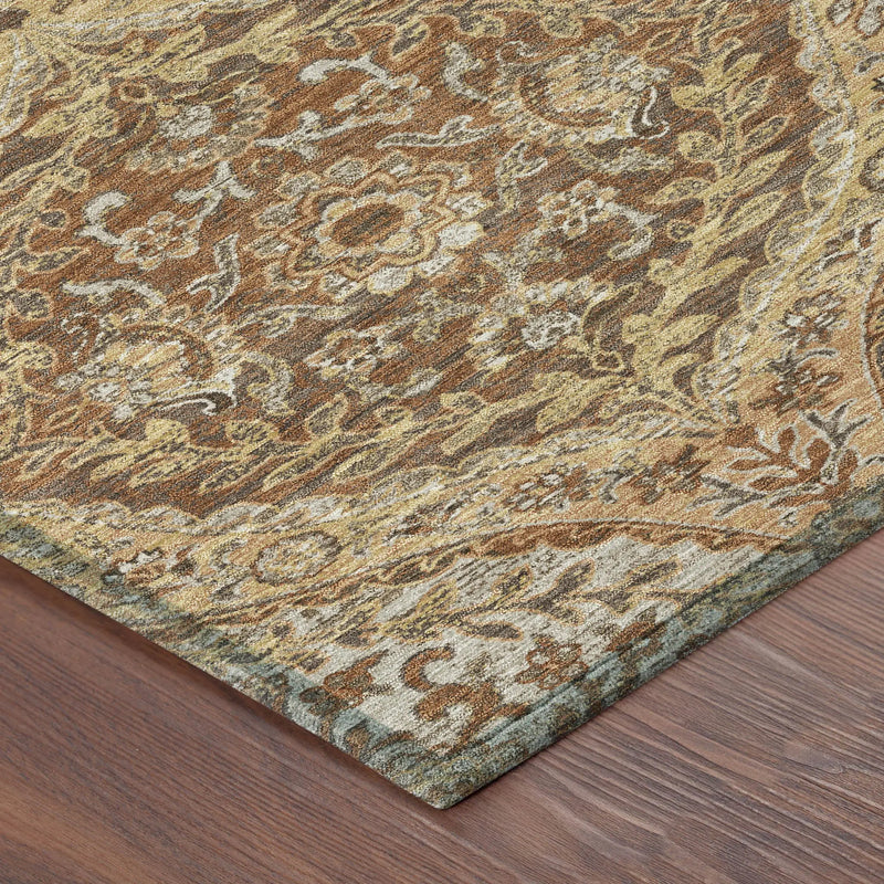 8' X 10' Copper And Pink Ogee Washable Indoor Outdoor Area Rug Homeroots Outdoor