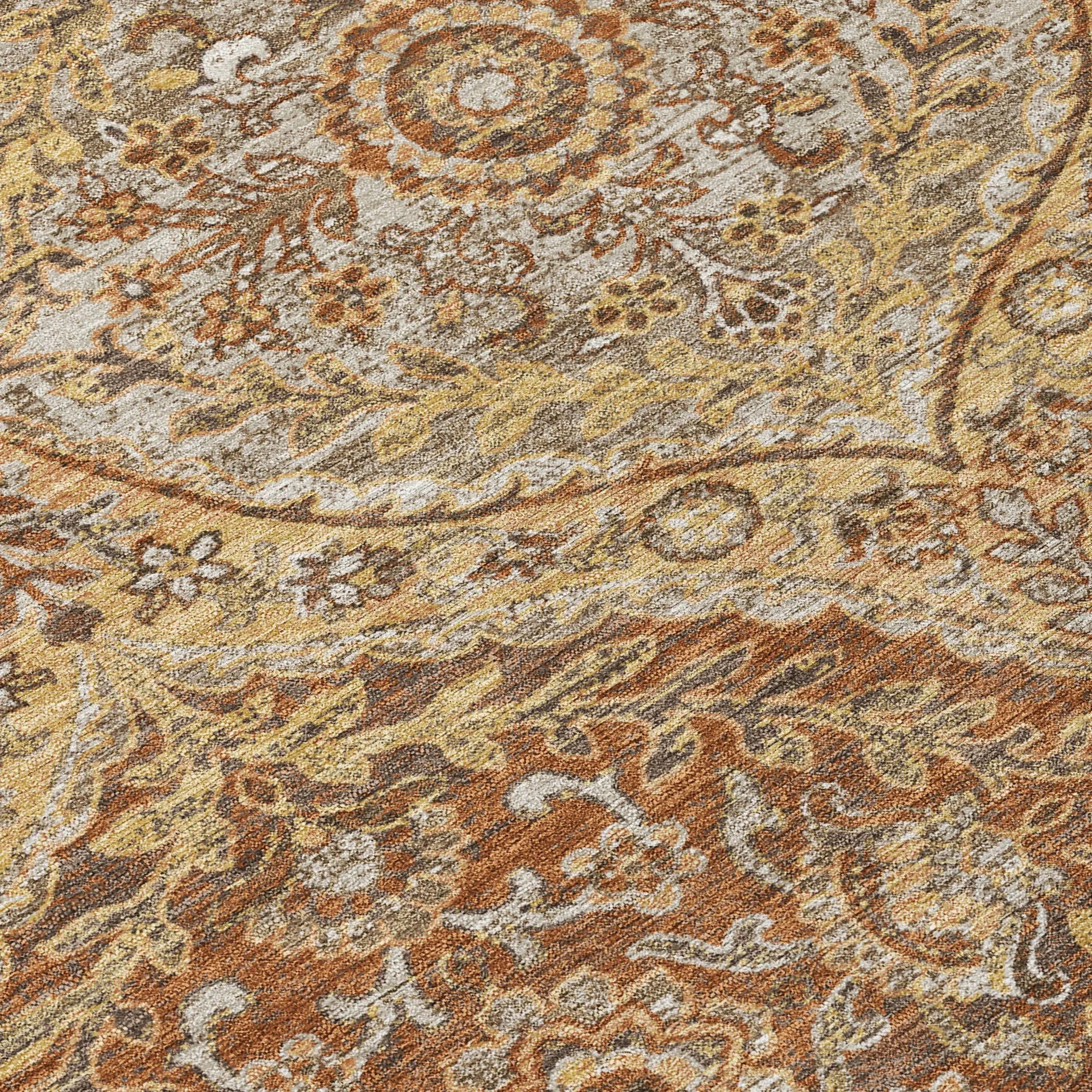 8' X 10' Copper And Pink Ogee Washable Indoor Outdoor Area Rug Homeroots Outdoor