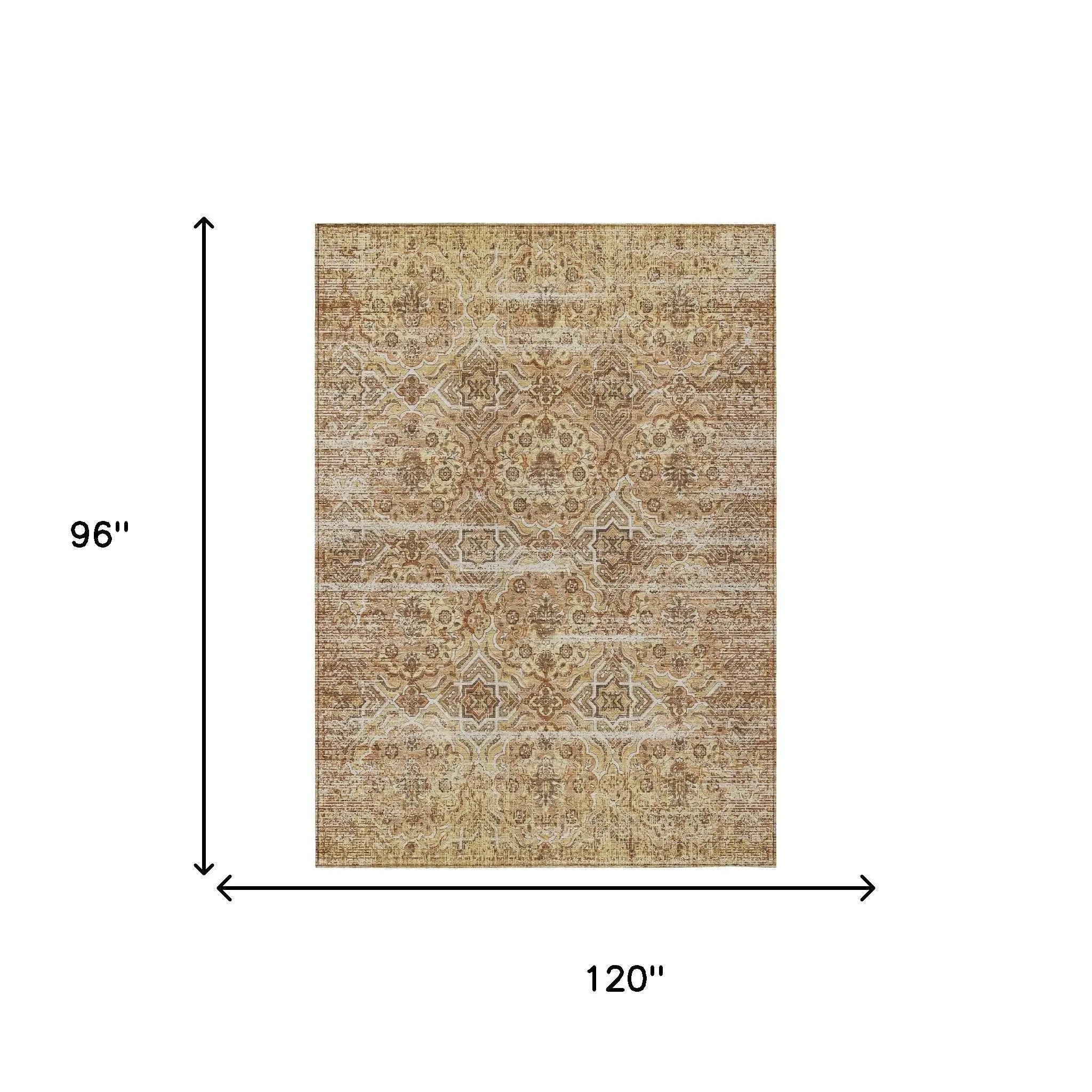 8' X 10' Copper And Purple Floral Washable Indoor Outdoor Area Rug Homeroots Outdoor