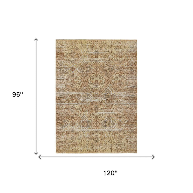 8' X 10' Copper And Purple Floral Washable Indoor Outdoor Area Rug Homeroots Outdoor