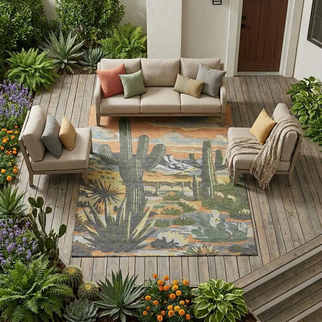 8' X 10' Copper And Purple Trees Washable Indoor Outdoor Area Rug Homeroots Outdoor