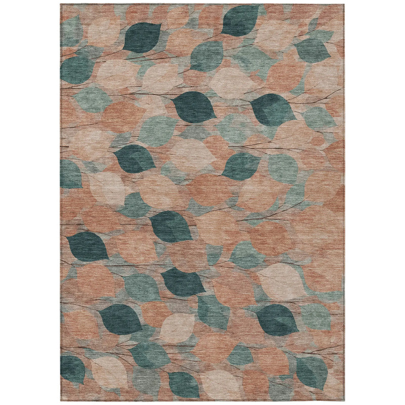8' X 10' Copper And Salmon Floral Washable Indoor Outdoor Area Rug Homeroots Outdoor