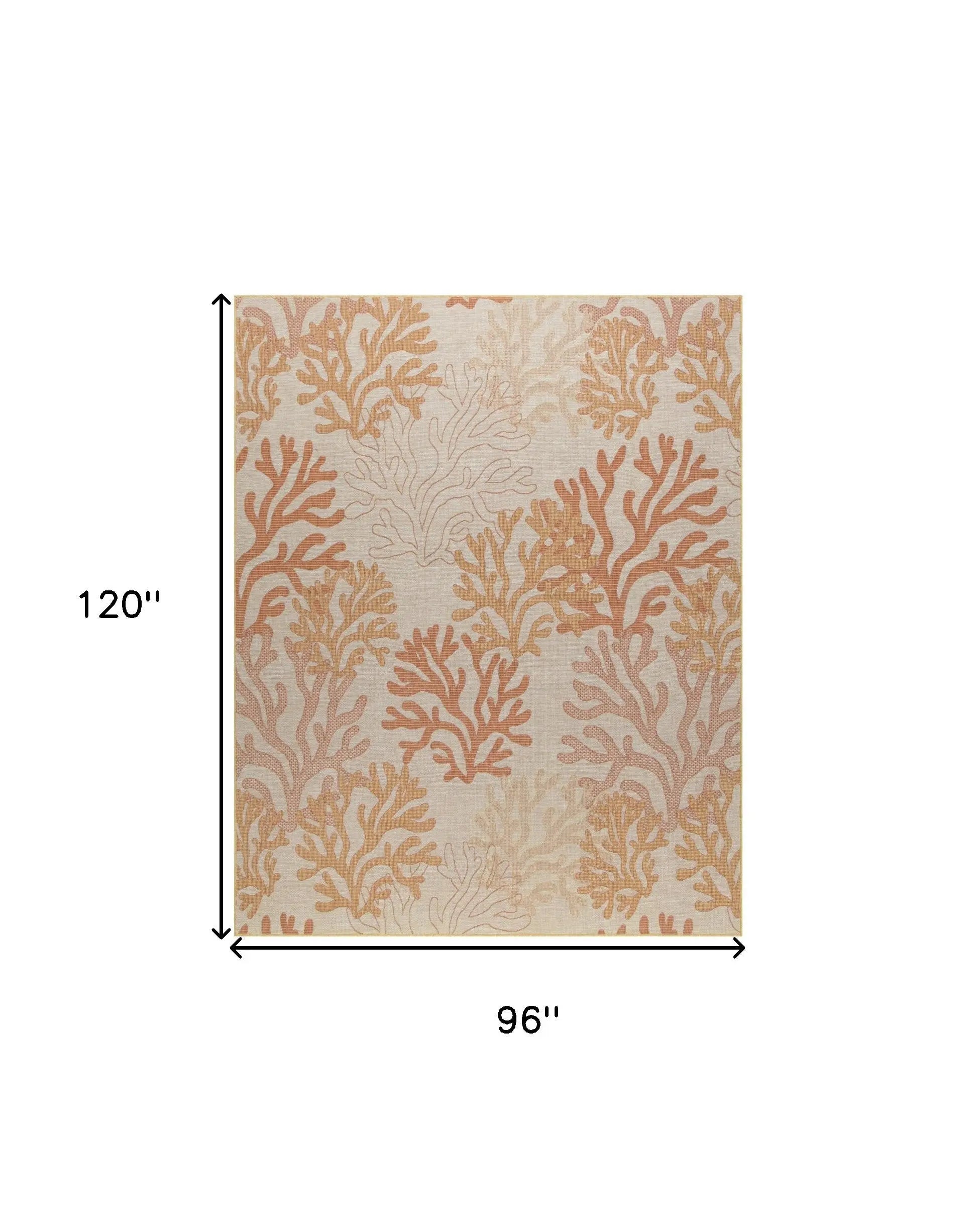 8' X 10' Coral And Beige Nautical Indoor Outdoor Area Rug Homeroots Outdoor