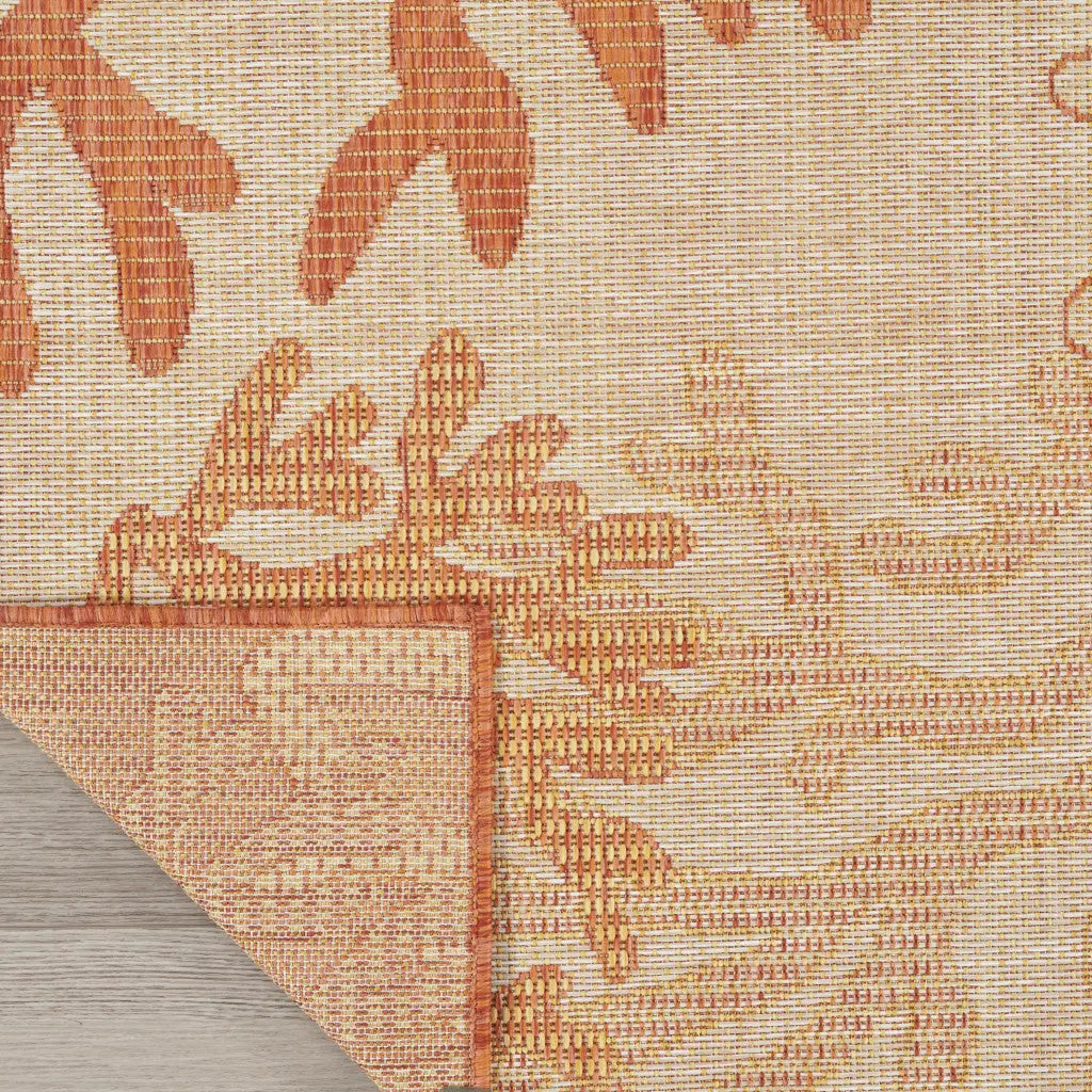 8' X 10' Coral And Beige Nautical Indoor Outdoor Area Rug Homeroots Outdoor