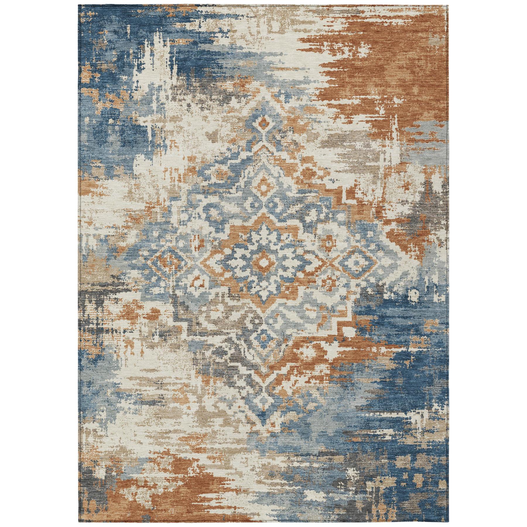 8' X 10' Cream And Ivory Medallion Washable Indoor Outdoor Area Rug Homeroots Outdoor