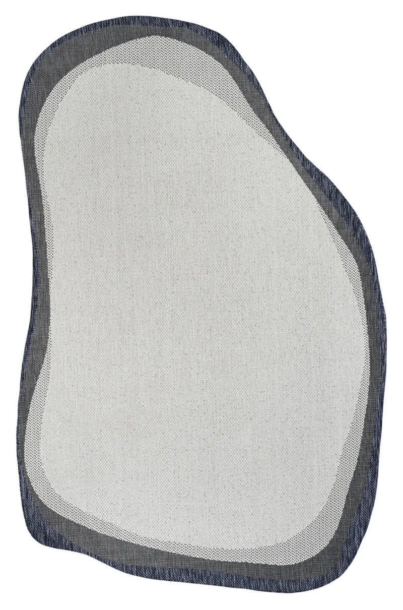8' X 10' Cream And Navy Blue Abstract Indoor Outdoor Area Rug Homeroots Outdoor