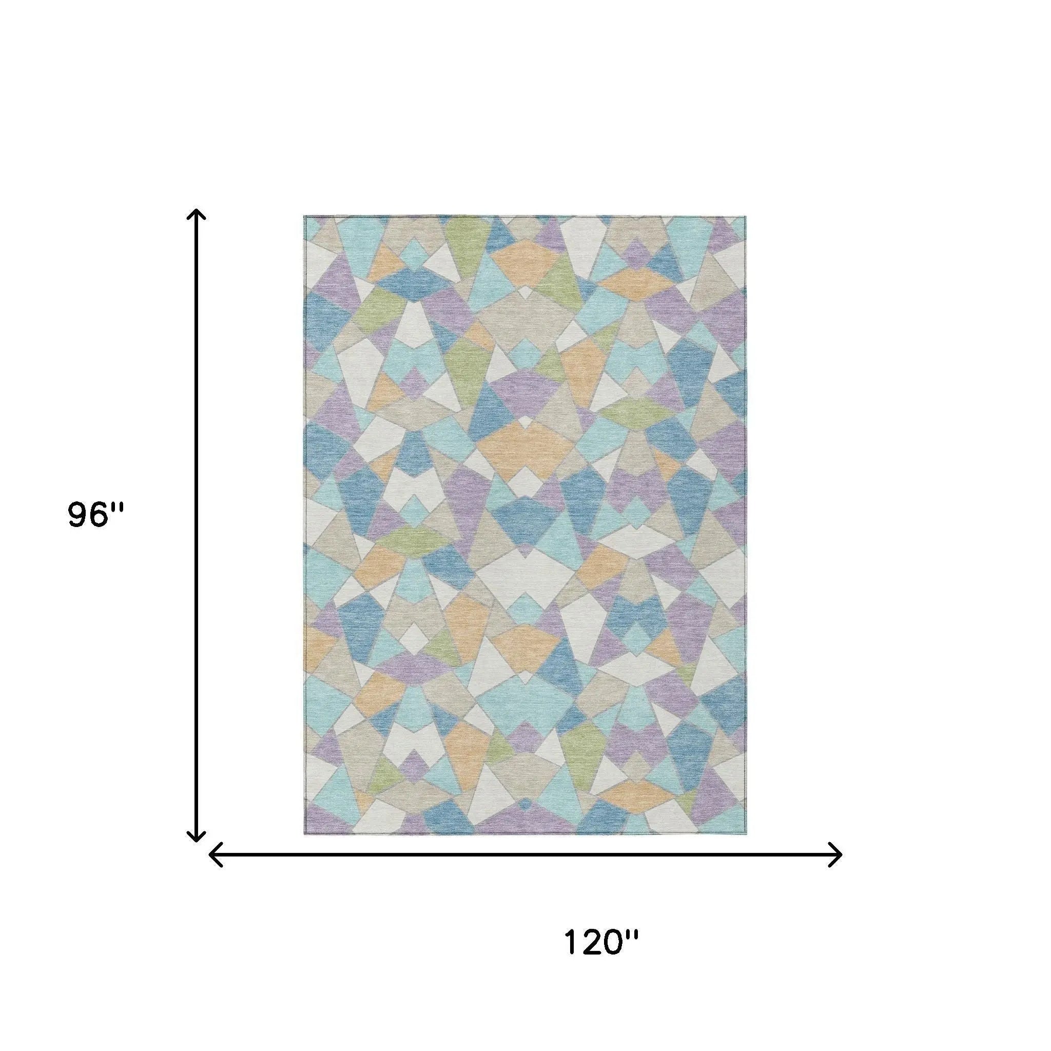 8' X 10' Cream And Teal Blue Geometric Washable Indoor Outdoor Area Rug Homeroots Outdoor