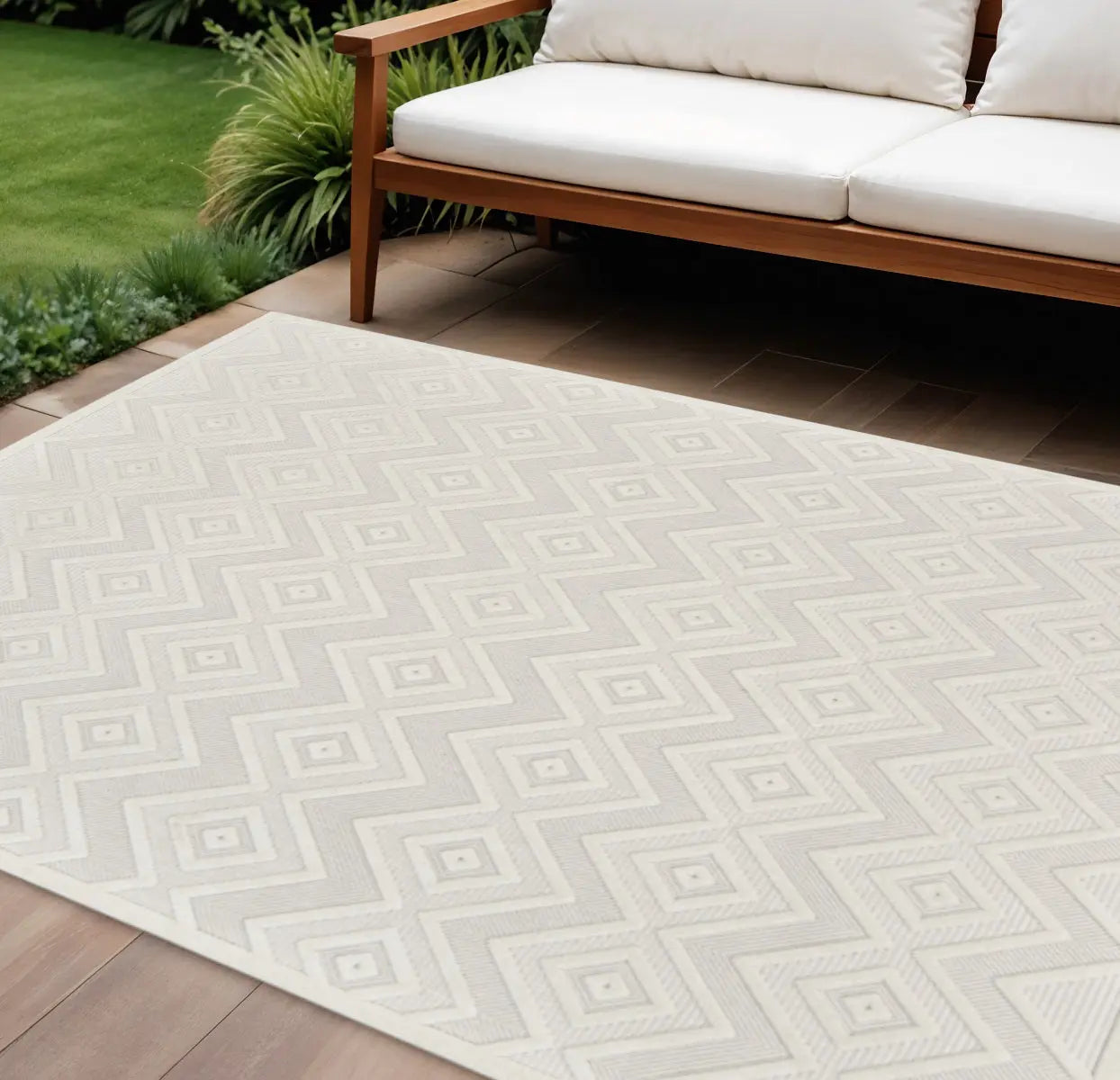 8' X 10' Cream Indoor Outdoor Area Rug Homeroots Outdoor