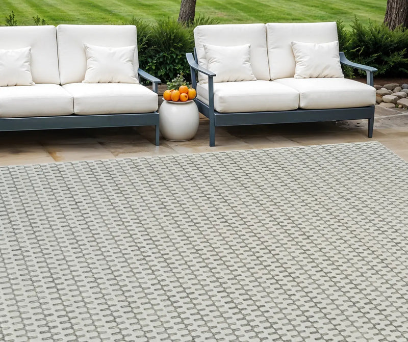 8' X 10' Cream and Beige Geometric Distressed Indoor Outdoor Area Rug Homeroots Outdoor