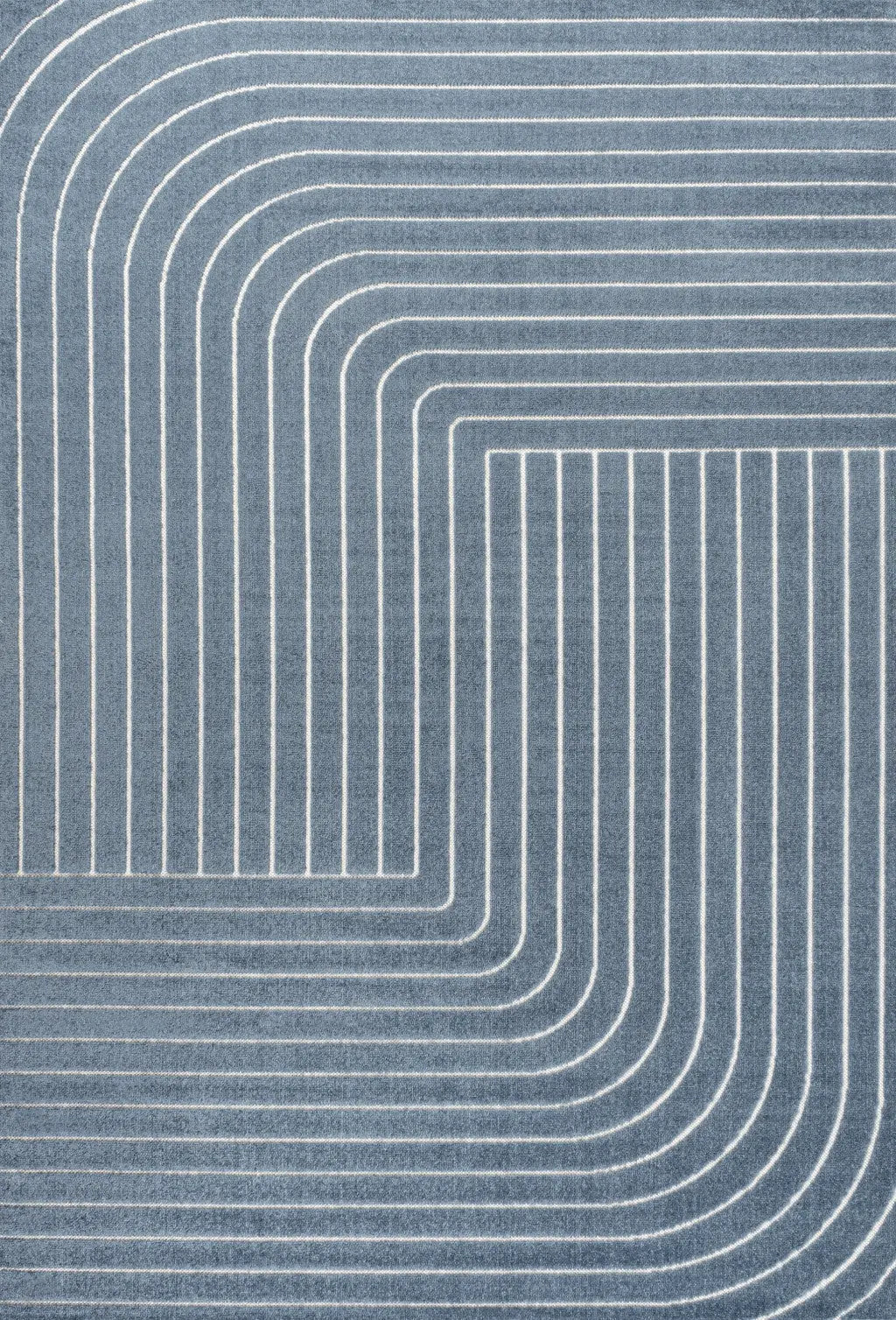 8' X 10' Dark Blue And Cream Striped Indoor Outdoor Area Rug - GreatEagleInc