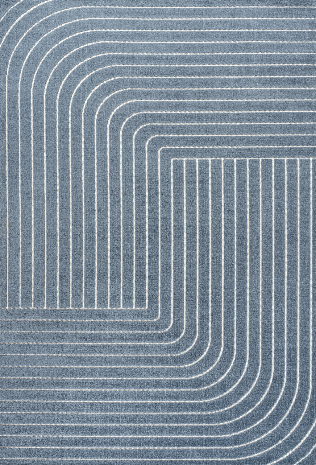 8' X 10' Dark Blue And Cream Striped Indoor Outdoor Area Rug - GreatEagleInc