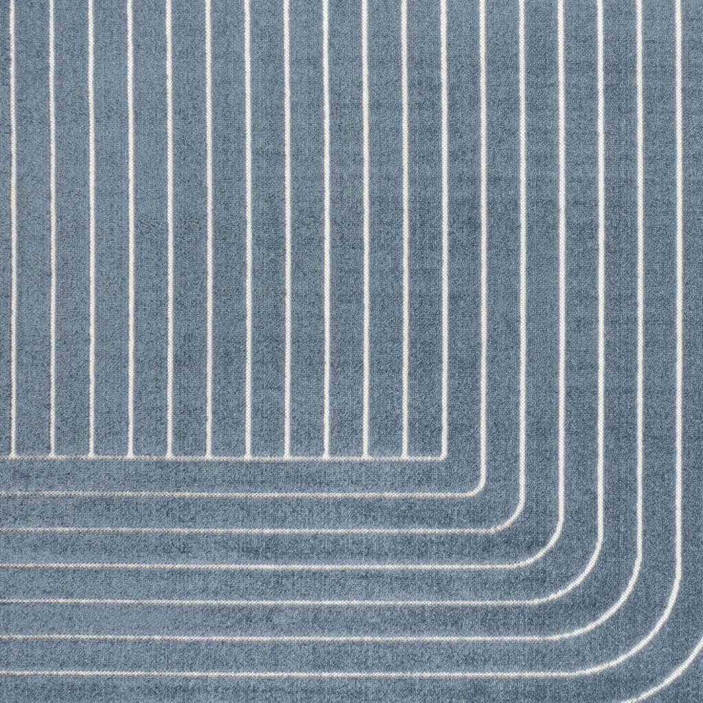 8' X 10' Dark Blue And Cream Striped Indoor Outdoor Area Rug - GreatEagleInc