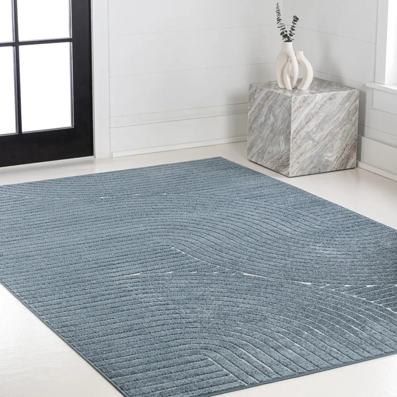 8' X 10' Dark Blue And Cream Striped Indoor Outdoor Area Rug Homeroots Outdoor