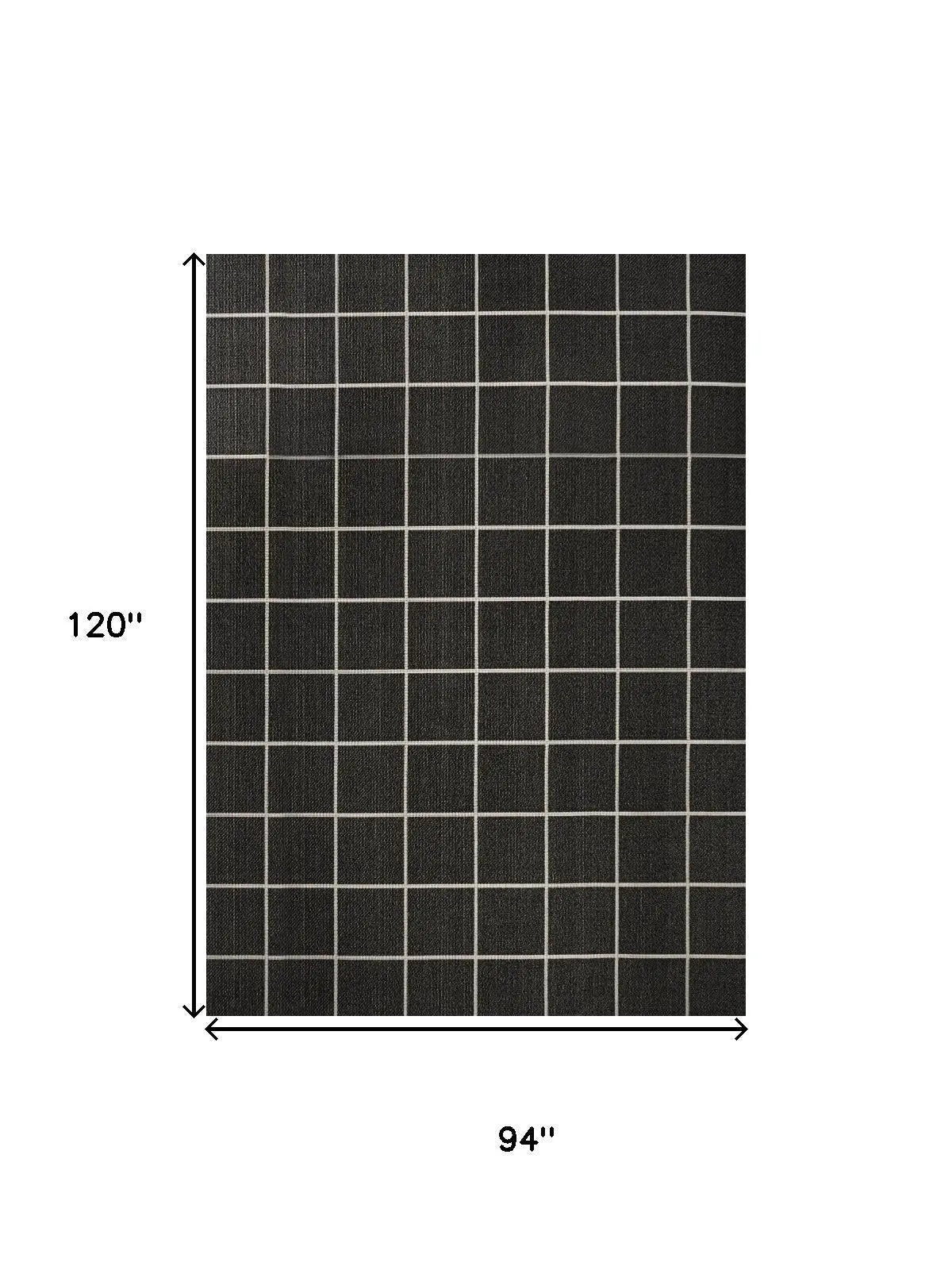8' X 10' Dark Gray And Cream Plaid Indoor Outdoor Area Rug Homeroots Outdoor