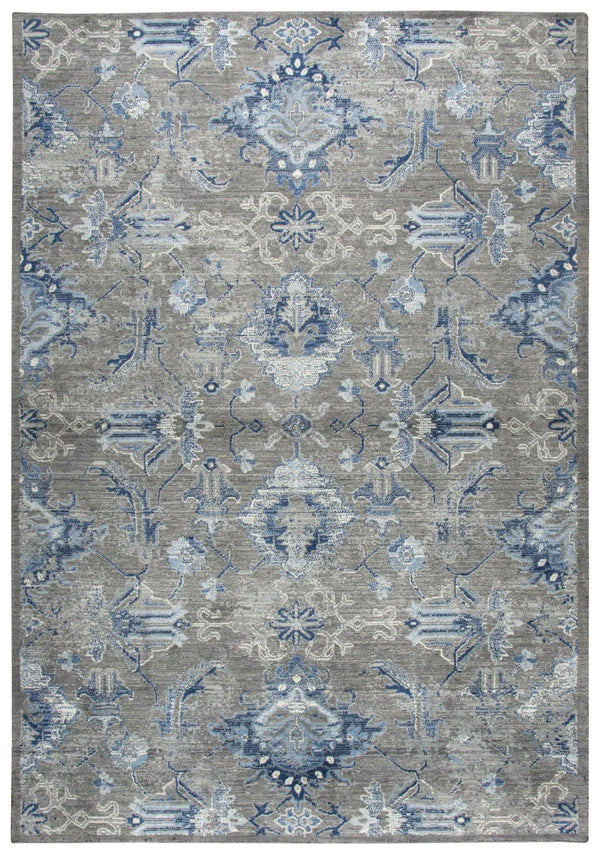 8' X 10' Dark Gray Blue And Light Gray New Zealand Lambs Wool Floral Hand Carved Handmade Area Rug Homeroots Home Decor
