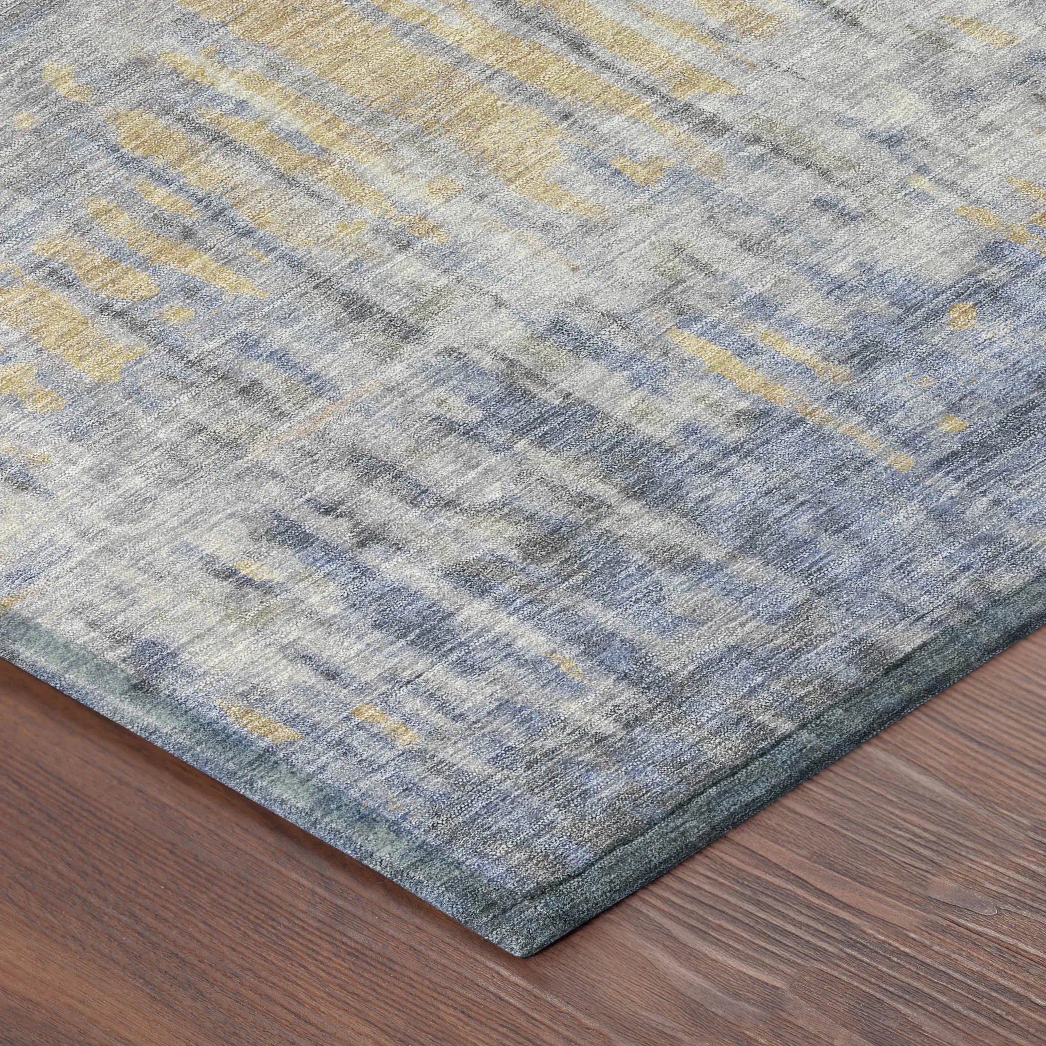 8' X 10' Denim Blue And Blue Abstract Washable Indoor Outdoor Area Rug Homeroots Outdoor