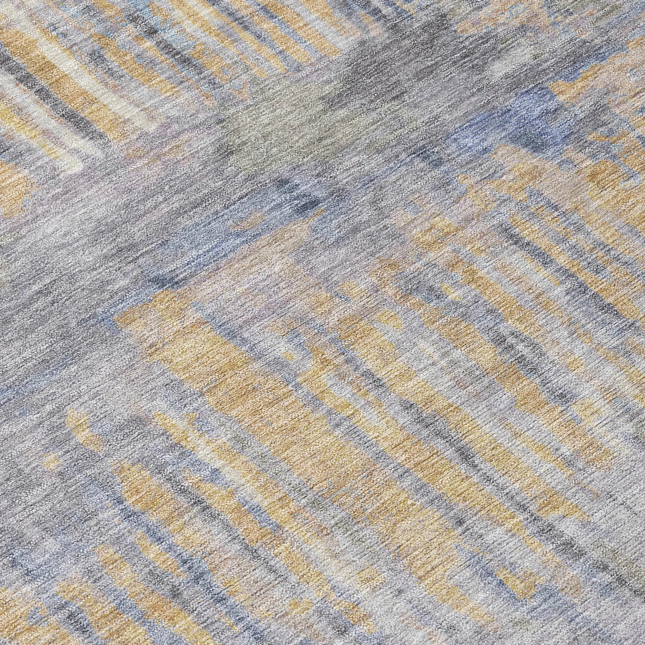 8' X 10' Denim Blue And Blue Abstract Washable Indoor Outdoor Area Rug Homeroots Outdoor