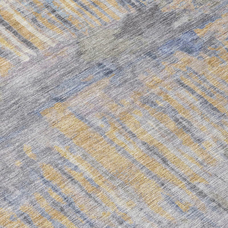 8' X 10' Denim Blue And Blue Abstract Washable Indoor Outdoor Area Rug Homeroots Outdoor