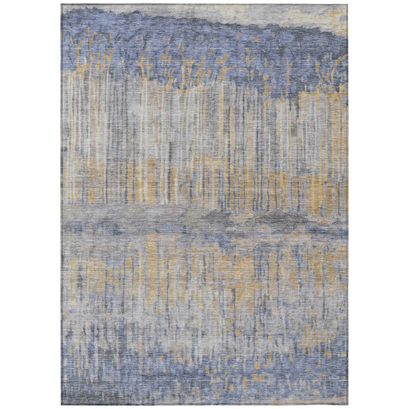 8' X 10' Denim Blue And Blue Abstract Washable Indoor Outdoor Area Rug Homeroots Outdoor