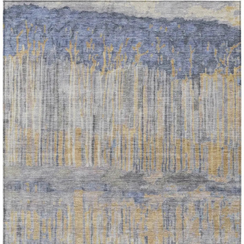 8' X 10' Denim Blue And Blue Abstract Washable Indoor Outdoor Area Rug Homeroots Outdoor