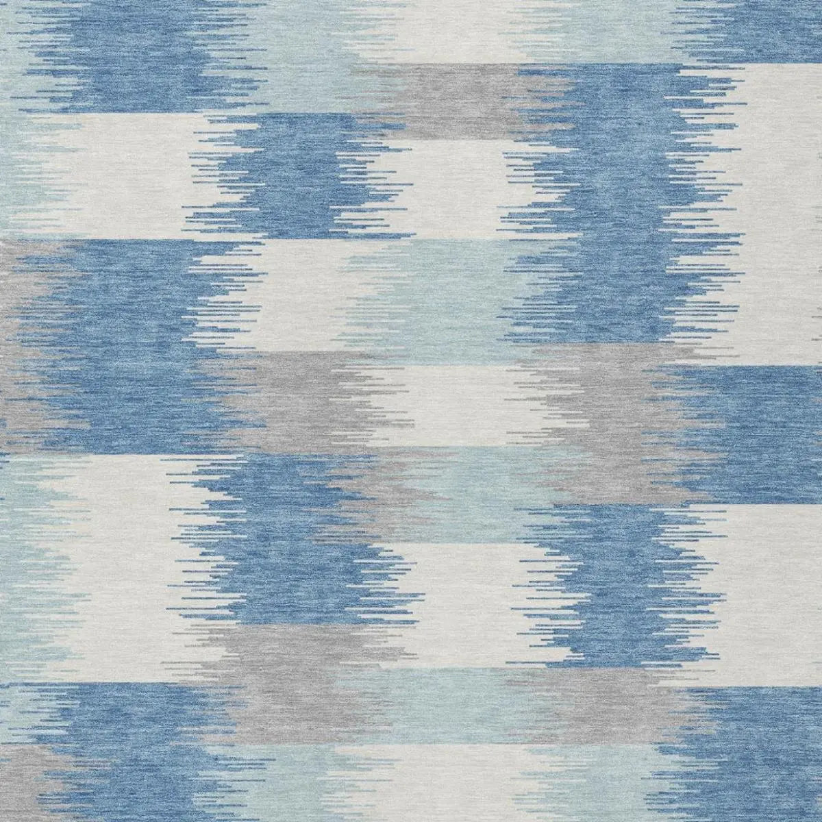 8' X 10' Denim Blue And Blue Geometric Washable Indoor Outdoor Area Rug Homeroots Outdoor