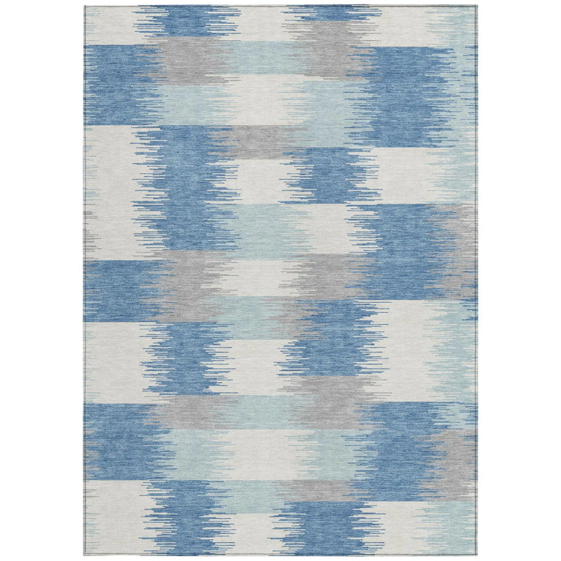 8' X 10' Denim Blue And Blue Geometric Washable Indoor Outdoor Area Rug Homeroots Outdoor