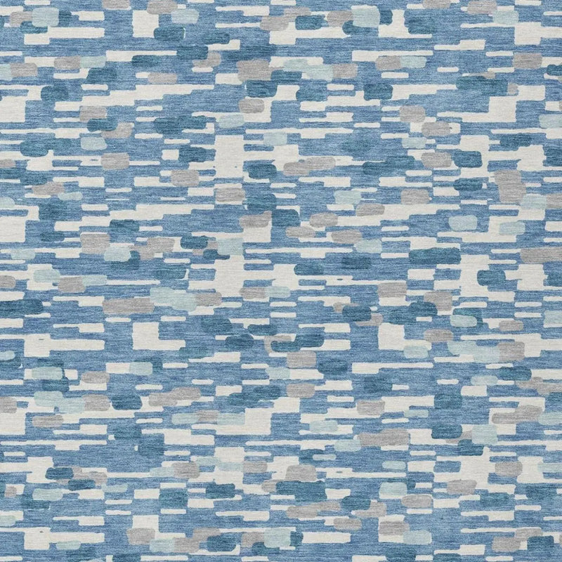 8' X 10' Denim Blue And Blue Geometric Washable Indoor Outdoor Area Rug Homeroots Outdoor