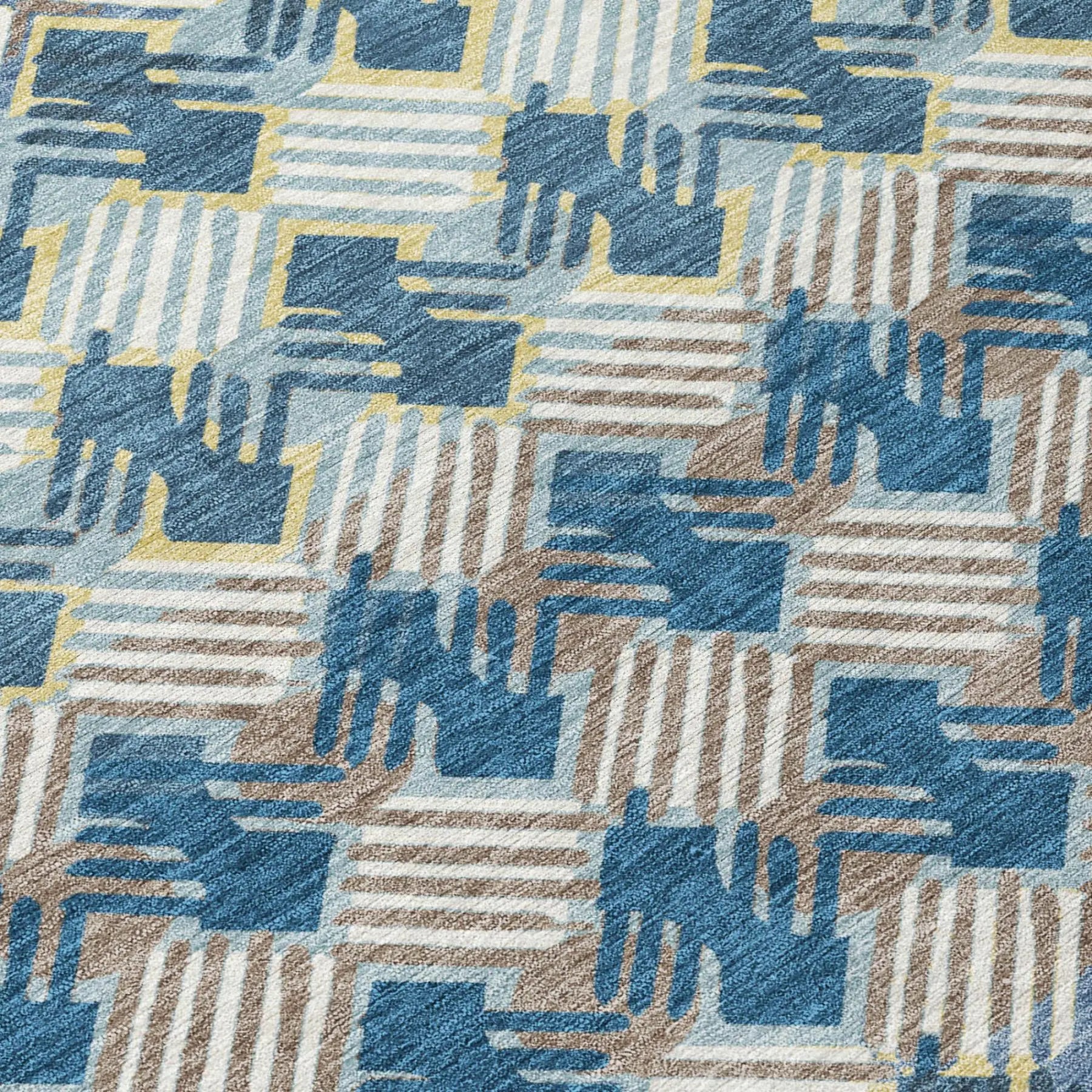 8' X 10' Denim Blue And Blue Striped Washable Indoor Outdoor Area Rug Homeroots Outdoor