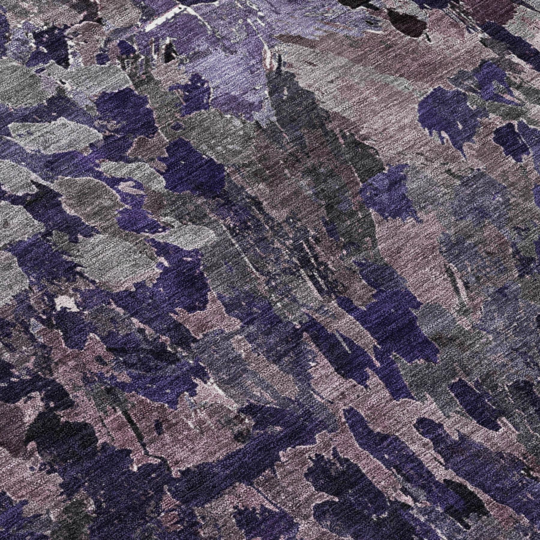 8' X 10' Eggplant And Purple Abstract Washable Indoor Outdoor Area Rug Homeroots Outdoor