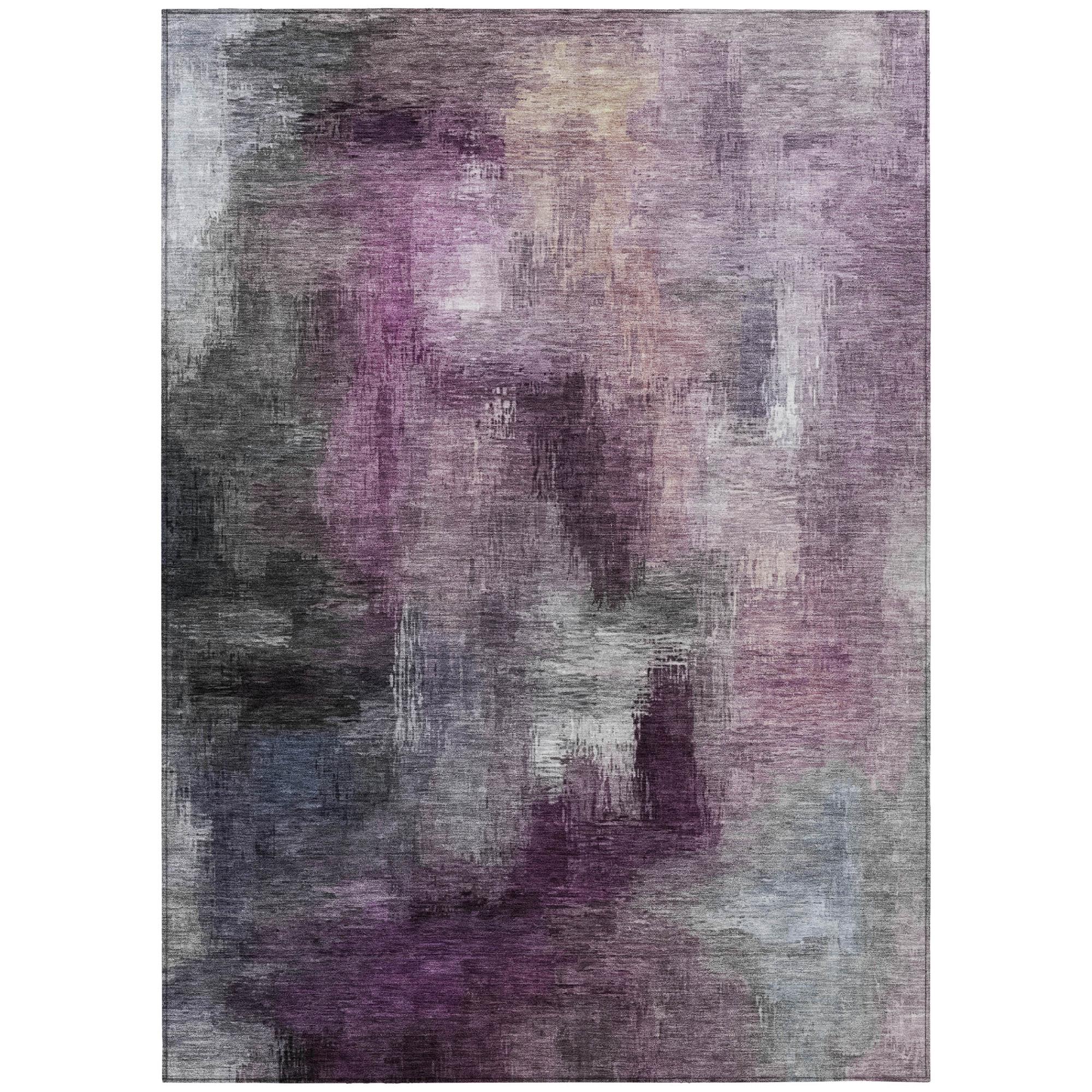 8' X 10' Eggplant And Purple Abstract Washable Indoor Outdoor Area Rug Homeroots Outdoor