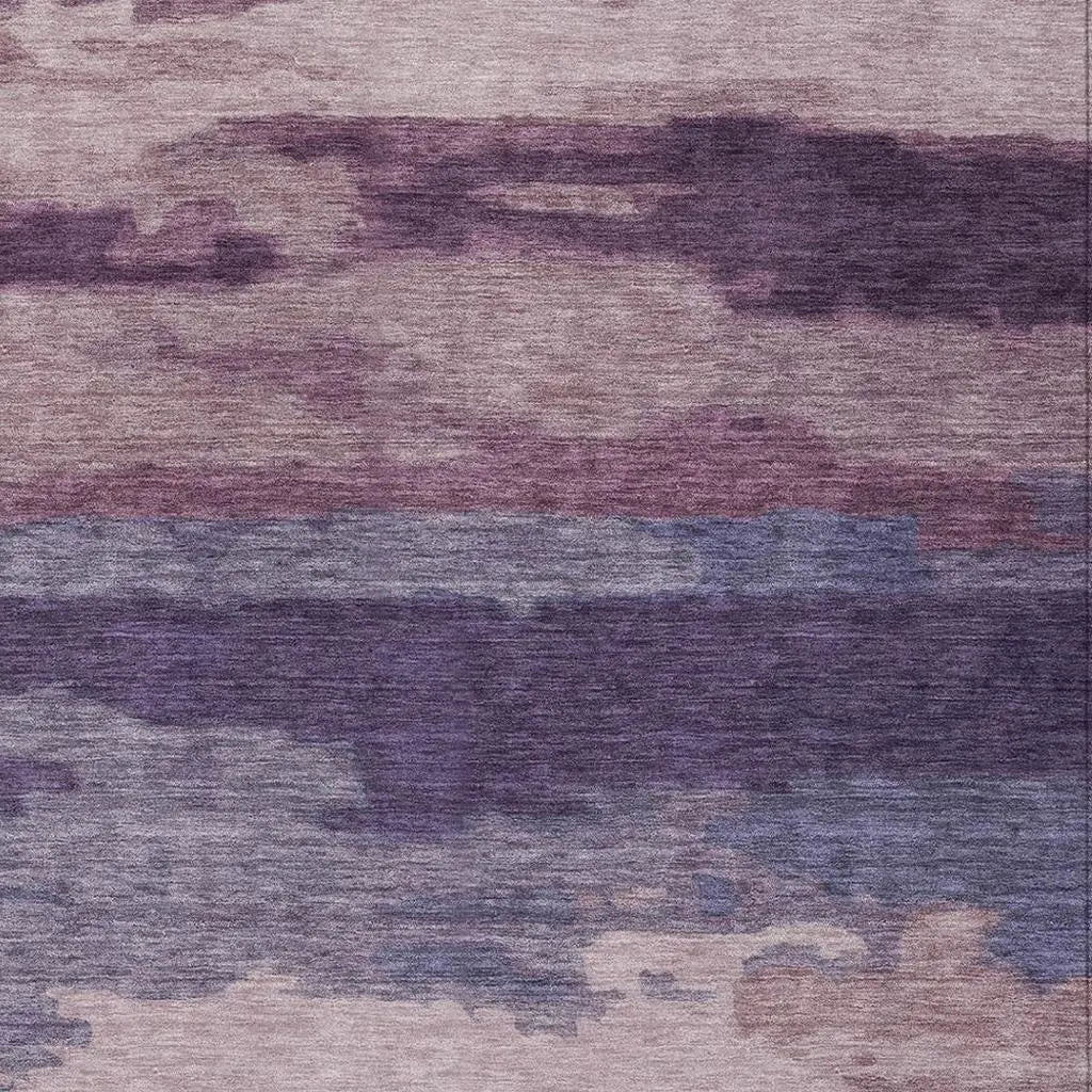 8' X 10' Eggplant And Purple Abstract Washable Indoor Outdoor Area Rug Homeroots Outdoor