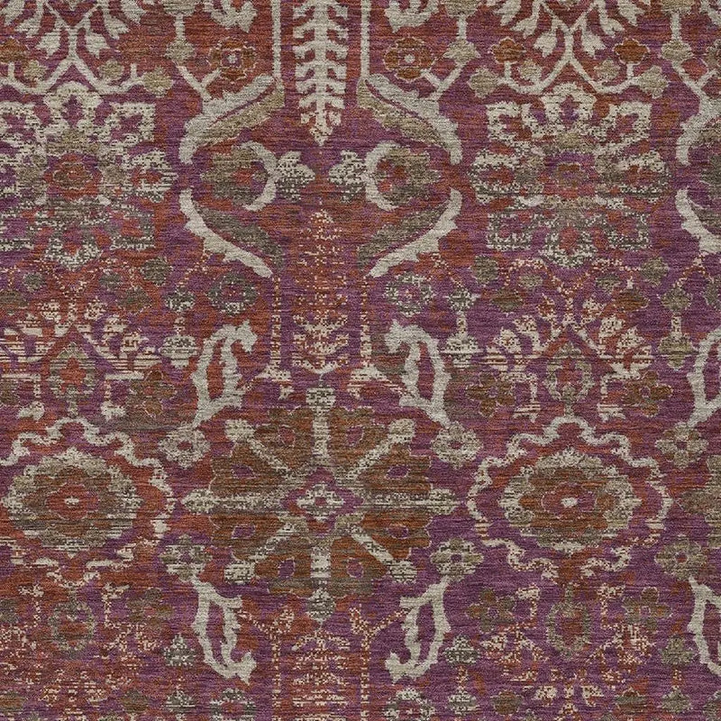 8' X 10' Eggplant And Purple Damask Washable Indoor Outdoor Area Rug Homeroots Outdoor