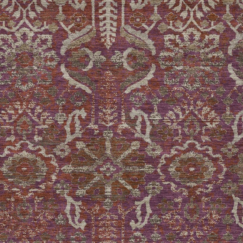 8' X 10' Eggplant And Purple Damask Washable Indoor Outdoor Area Rug Homeroots Outdoor
