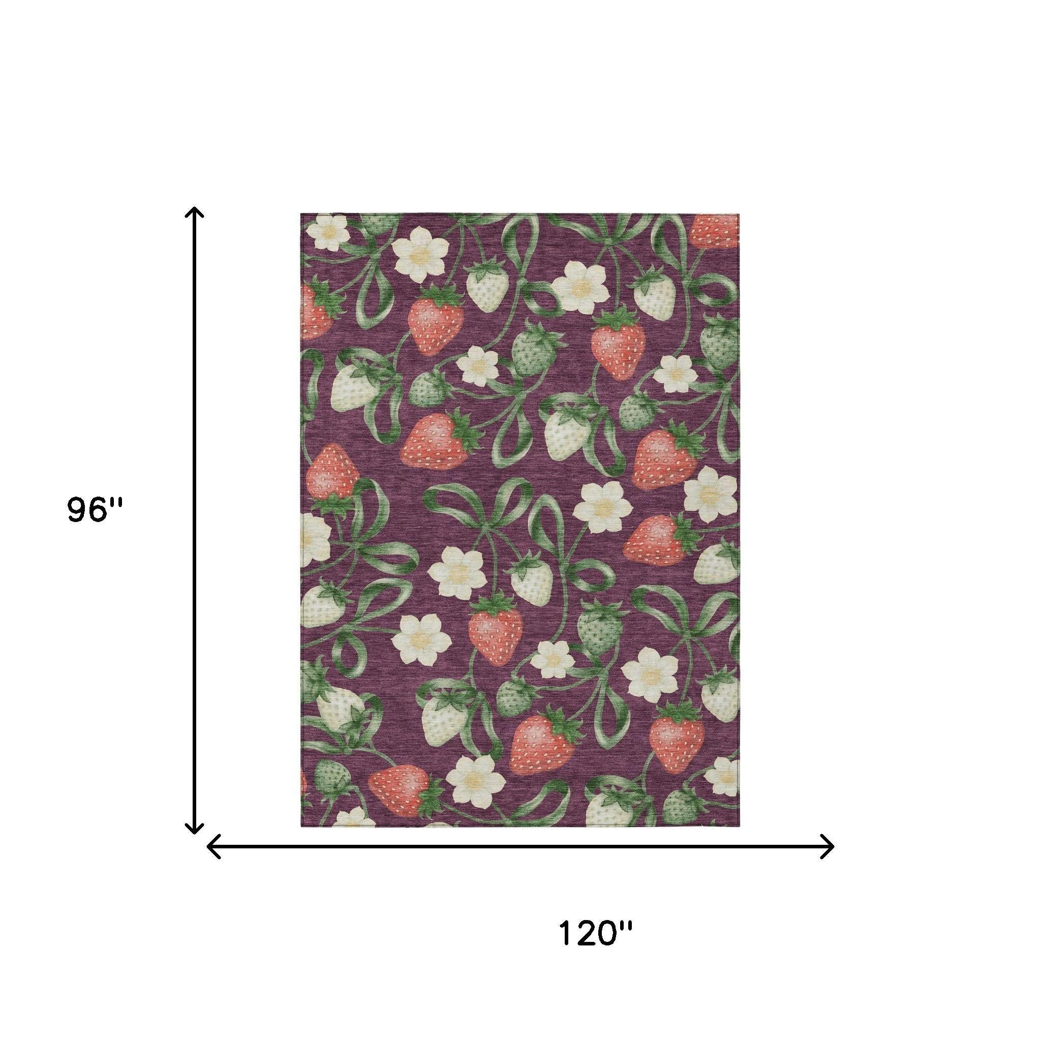8' X 10' Eggplant And Purple Floral Washable Indoor Outdoor Area Rug Homeroots Outdoor