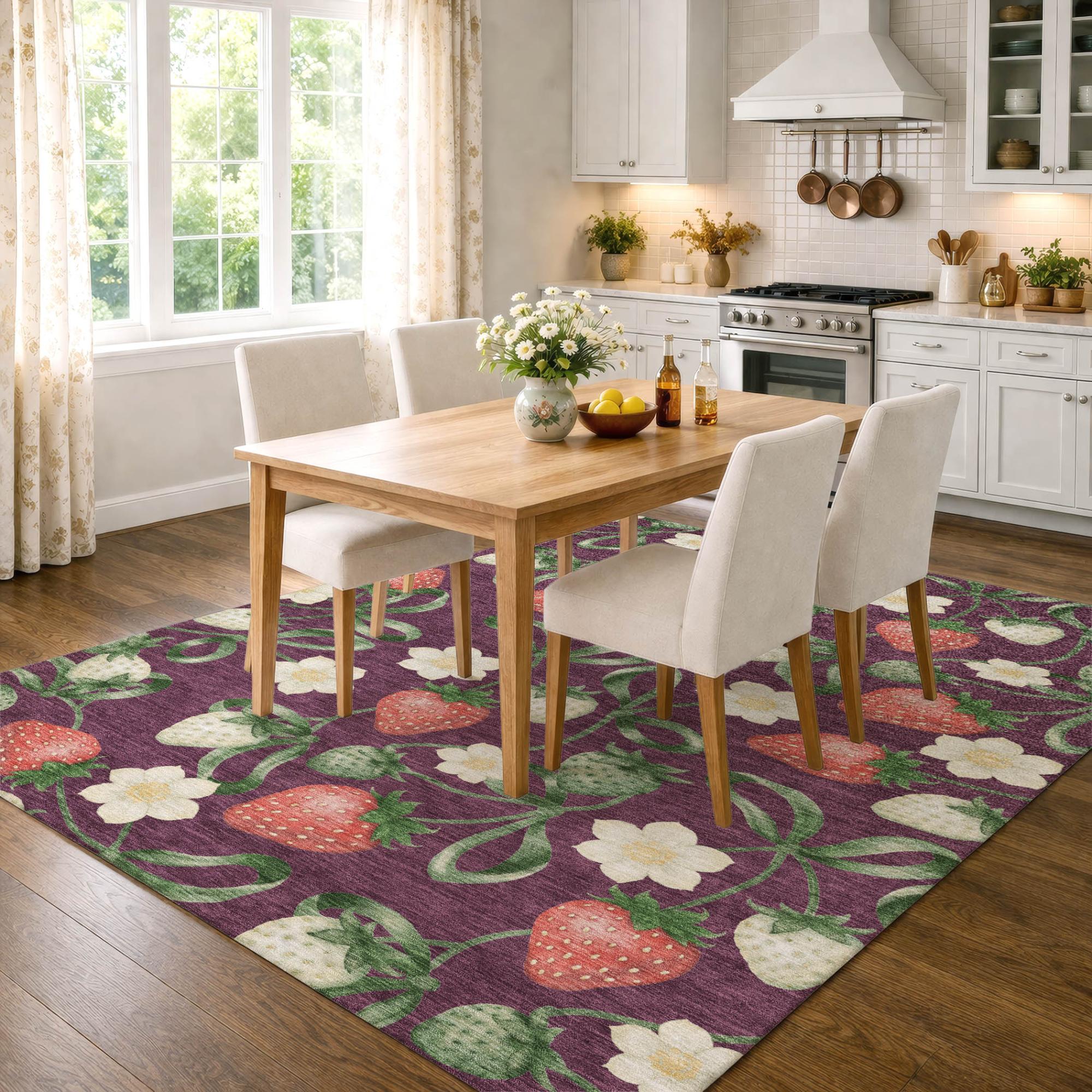 8' X 10' Eggplant And Purple Floral Washable Indoor Outdoor Area Rug Homeroots Outdoor