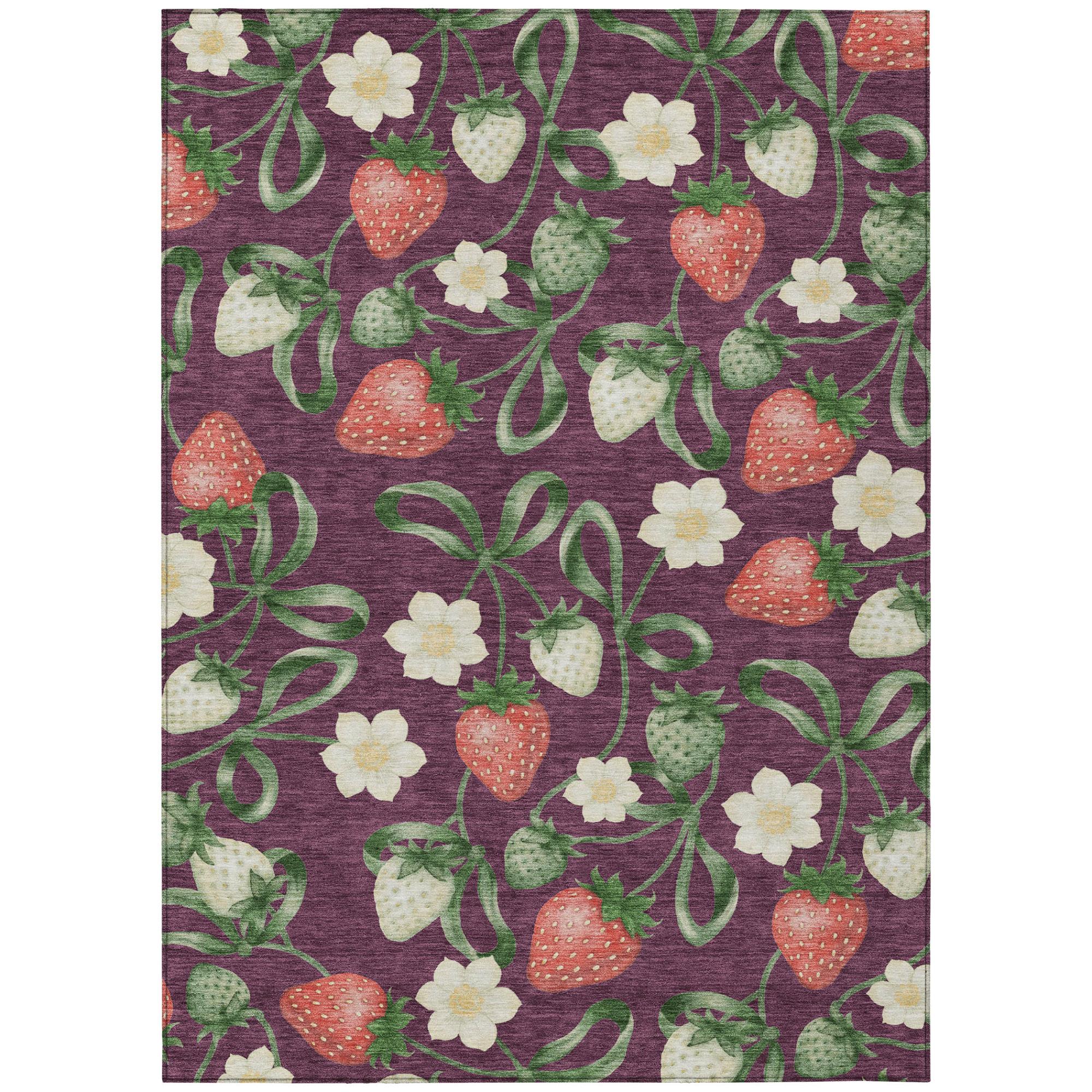 8' X 10' Eggplant And Purple Floral Washable Indoor Outdoor Area Rug Homeroots Outdoor