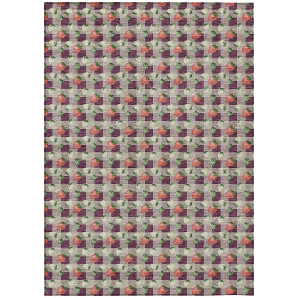 8' X 10' Eggplant And Purple Floral Washable Indoor Outdoor Area Rug Homeroots Outdoor