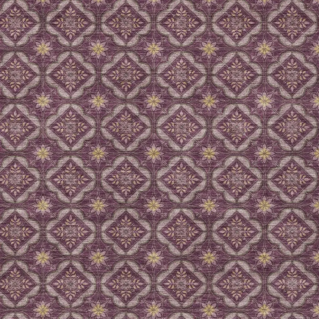 8' X 10' Eggplant And Purple Geometric Washable Indoor Outdoor Area Rug Homeroots Outdoor
