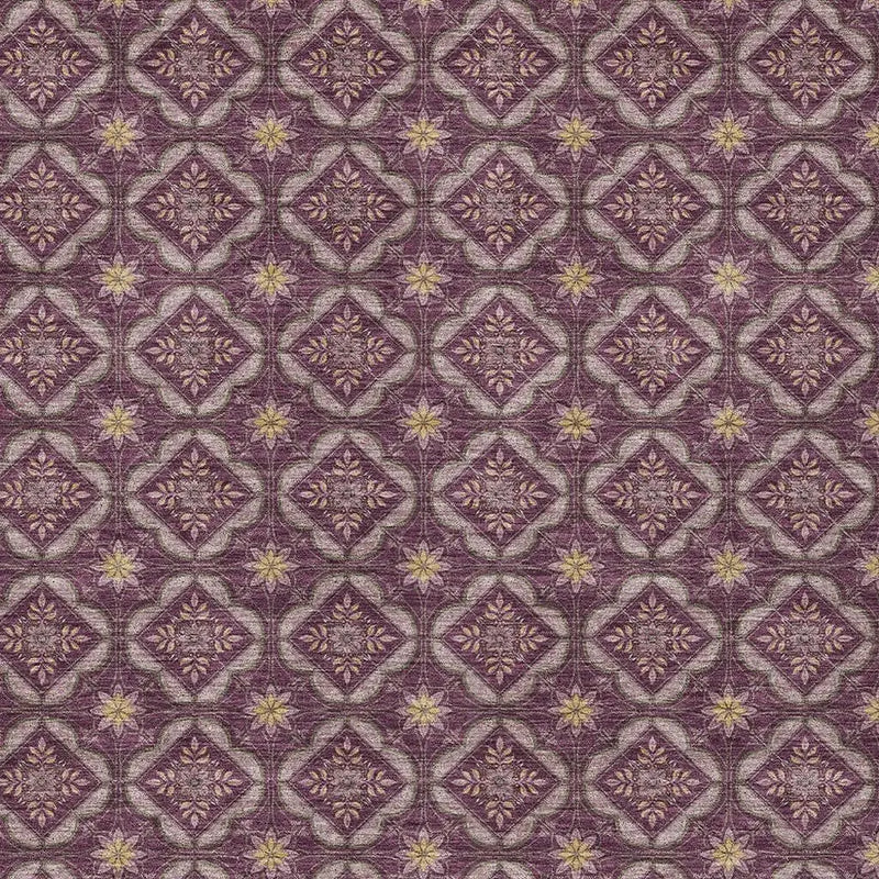 8' X 10' Eggplant And Purple Geometric Washable Indoor Outdoor Area Rug Homeroots Outdoor