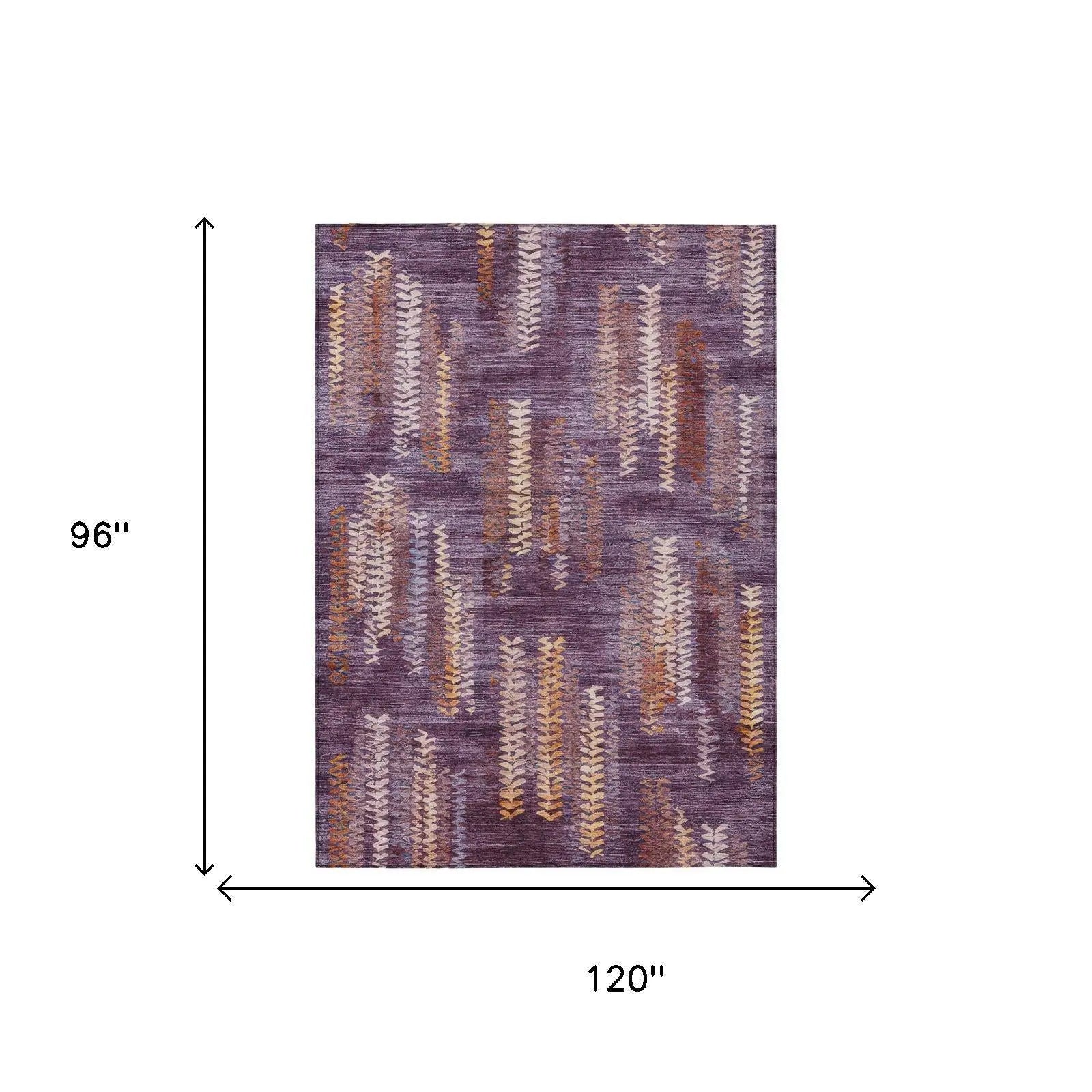 8' X 10' Eggplant And Purple Striped Washable Indoor Outdoor Area Rug Homeroots Outdoor